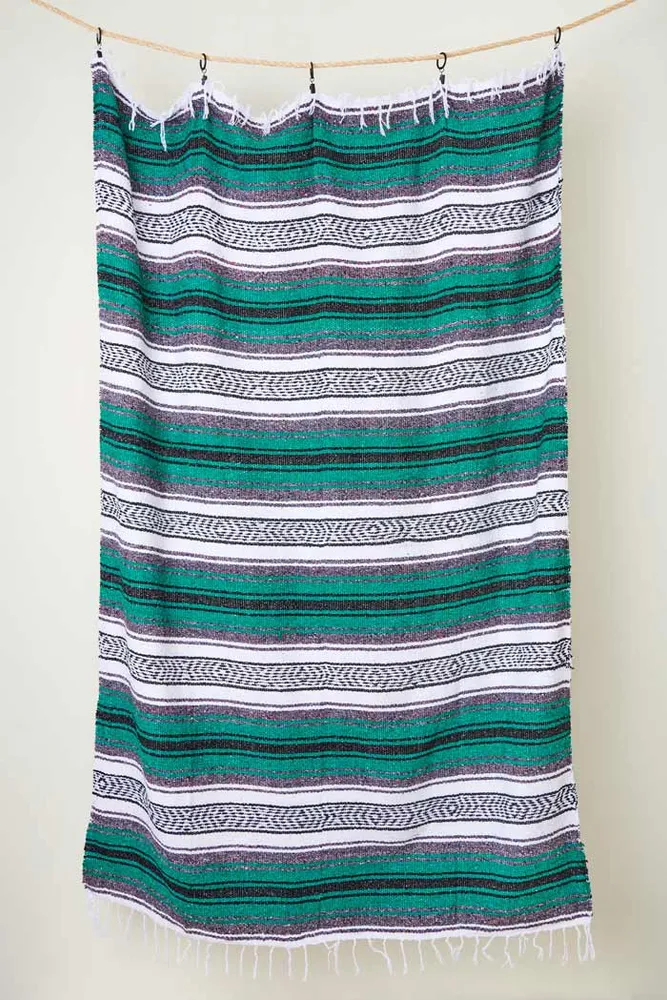 Vibrant Teal Baja Blanket