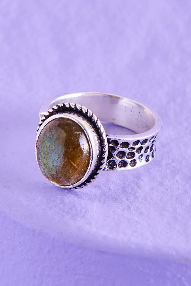 Vintage Labradorite Adjustable Ring