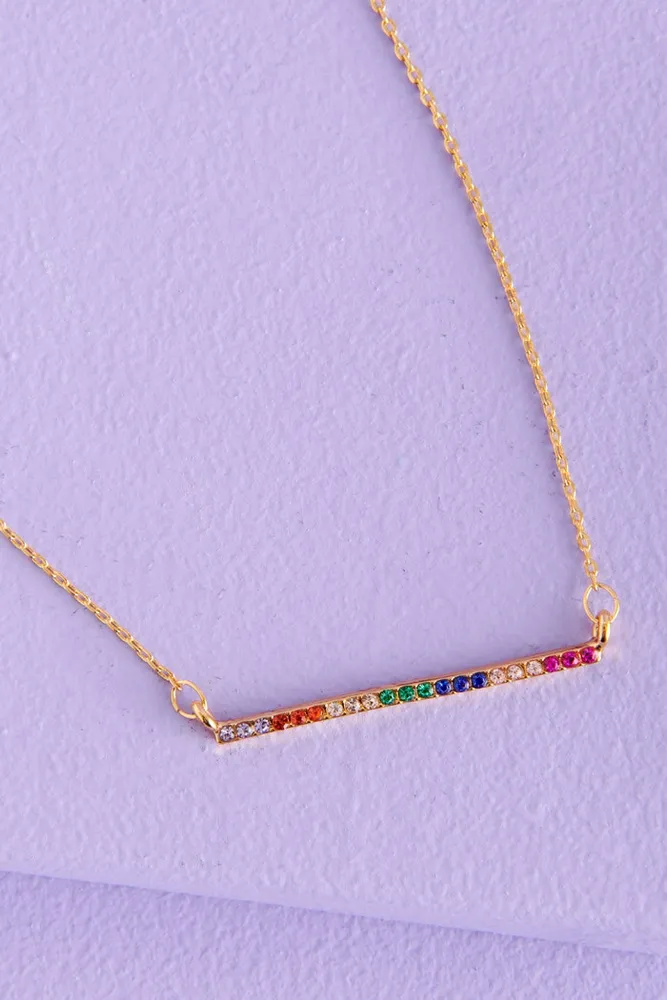 Rainbow Stone Bar Necklace