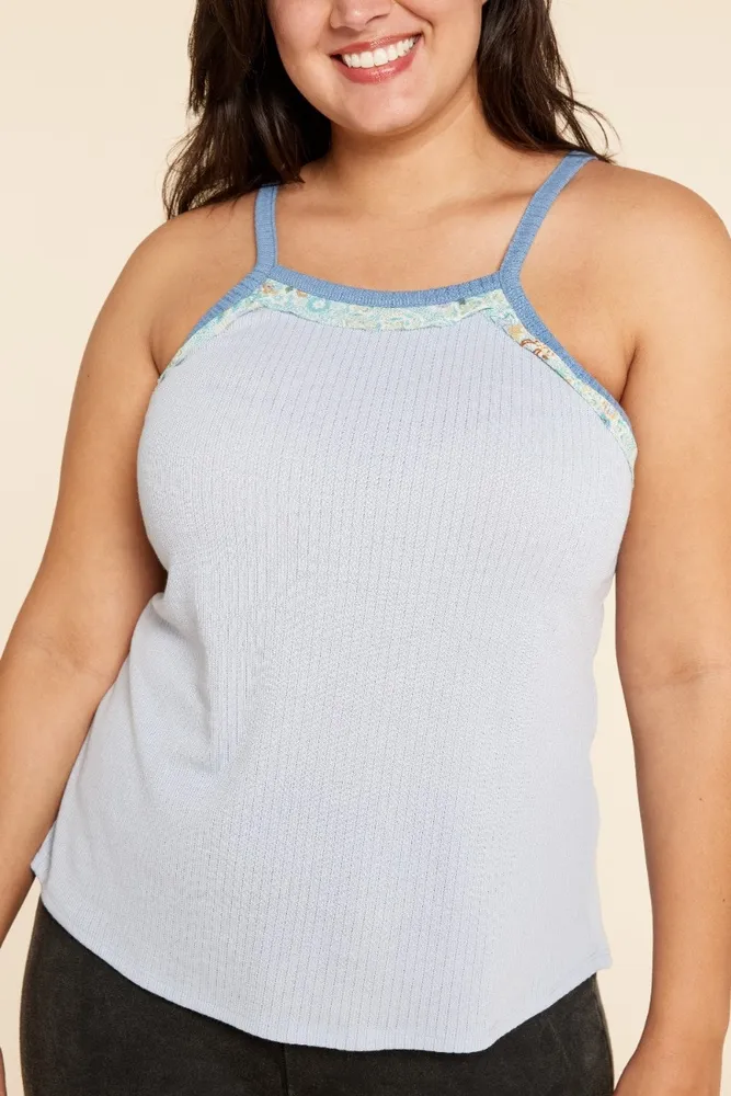 Blue Split Ribbed Tank