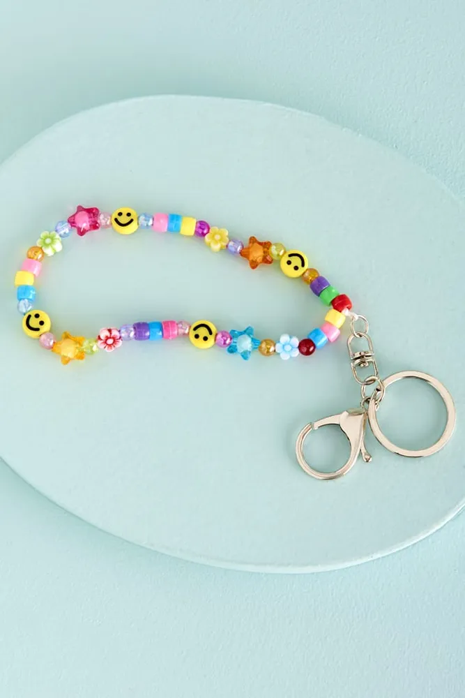 Smiley Face Beaded Bag Charm