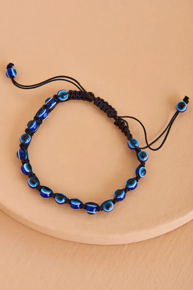 Black Adjustable Evil Eye Bracelet