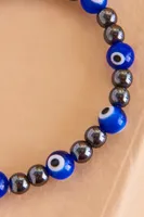 Hematite Blue Evil Eye Bracelet