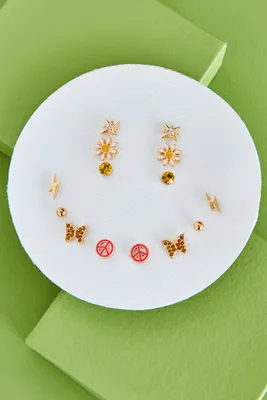 Smiley Face Round Earring Set