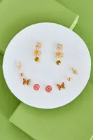 Smiley Face Round Earring Set