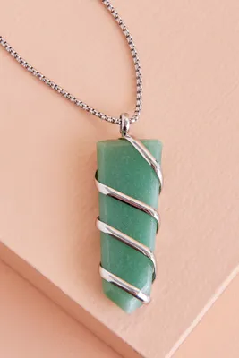 Green Aventurine Spiral Wrapped Necklace
