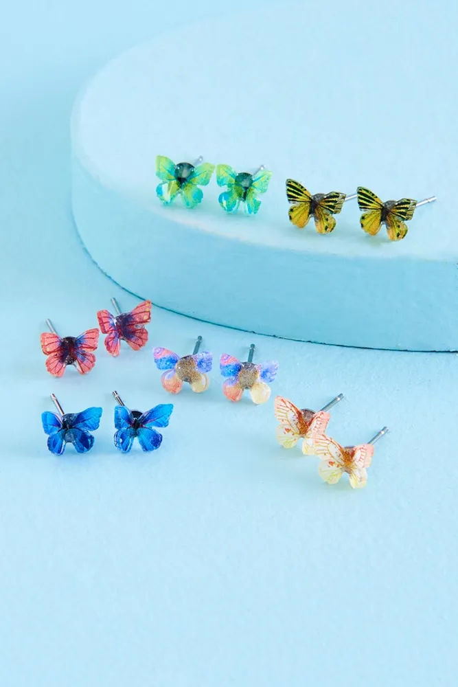 Mid-Flutter Mini Butterfly Earring Set