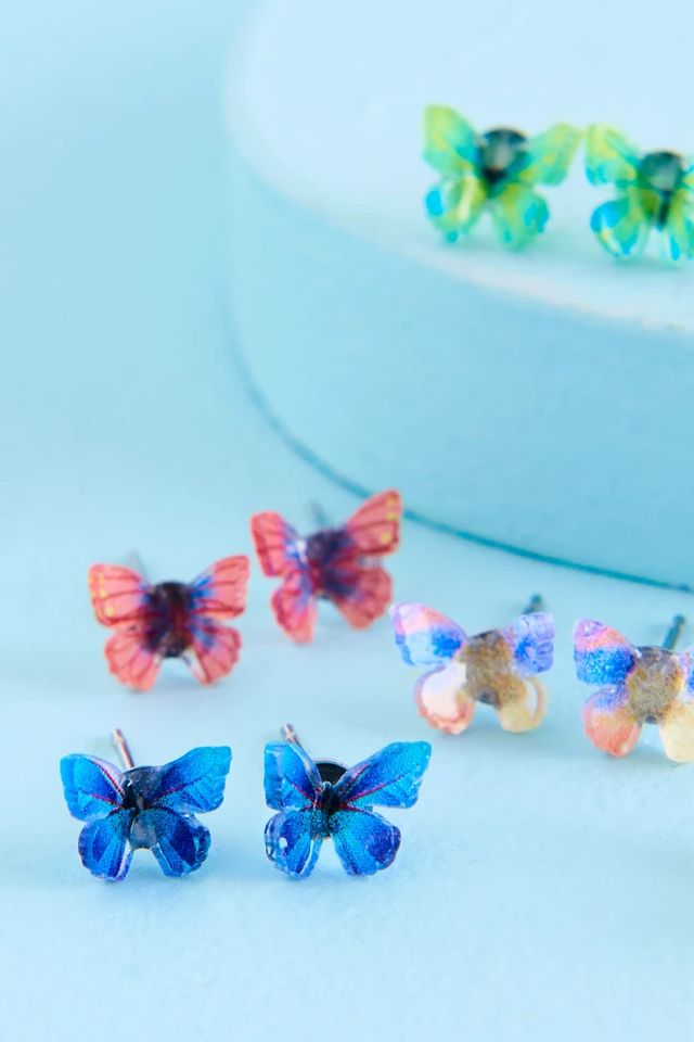 Mid-Flutter Mini Butterfly Earring Set
