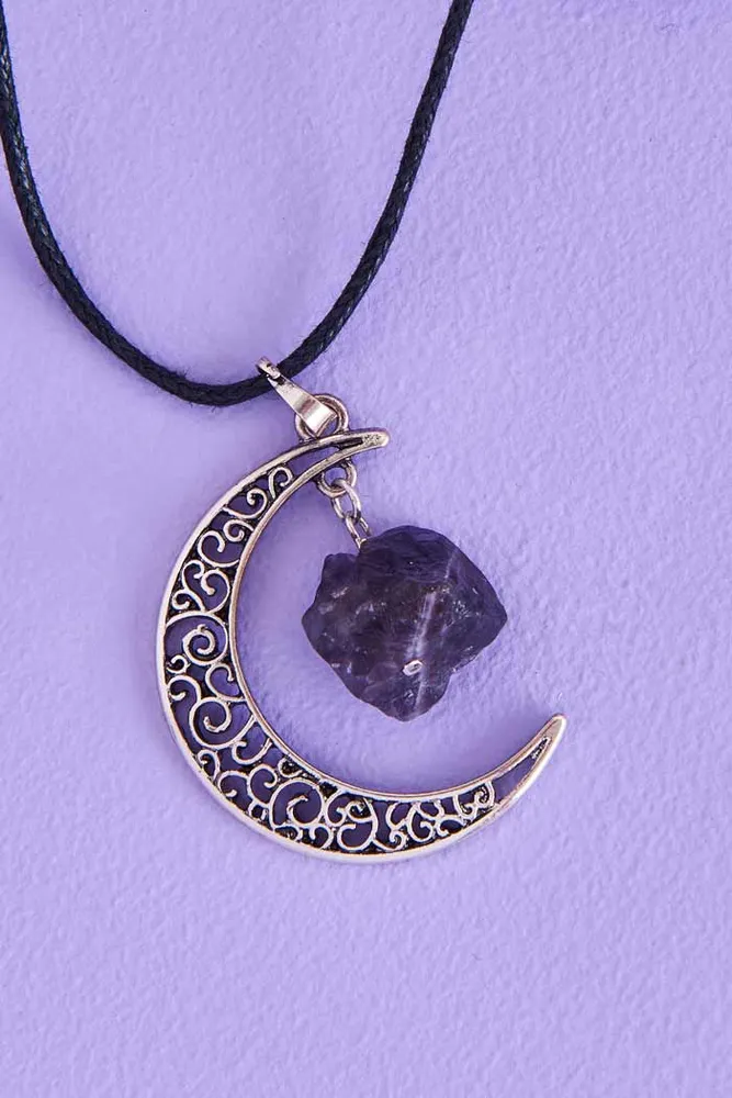 Amethyst Crescent Moon Necklace