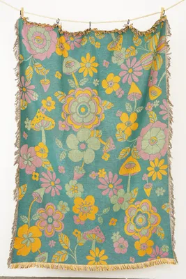 Floral Botanical Woven Throw Blanket (EB Exclusive)