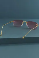 Soft Pink Retro Rectangle Sunglasses