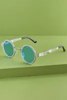 Blue Stone Retro Round Sunglasses