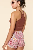 Pink Floral Scroll Shorts