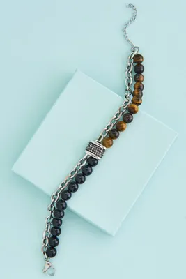 Tiger’s Eye and Agate Chain Bracelet