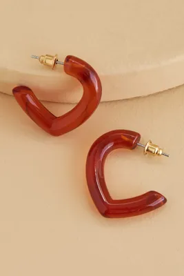 Red Open Heart Hoop Earrings