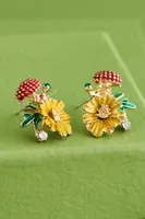 Sunflower Mushroom Earrings