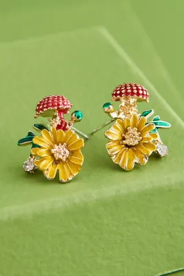 Sunflower Mushroom Earrings