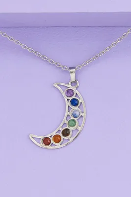 Chakra Stone Moon Necklace