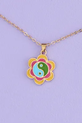 Pastel Yin Yang Flower Necklace