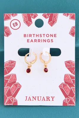 January Birthstone Hoop Earrings