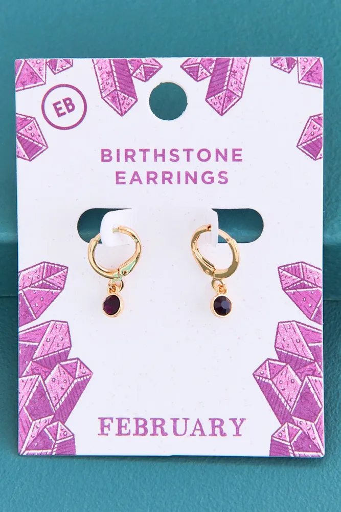 February Birthstone Hoop Earrings