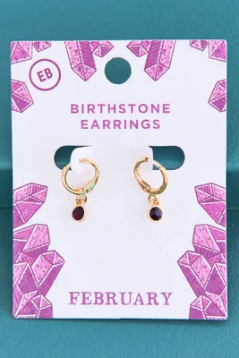 February Birthstone Hoop Earrings