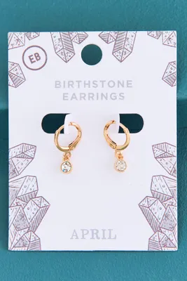 April Birthstone Hoop Earrings