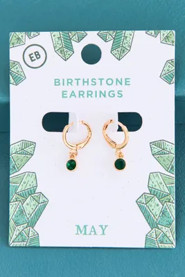 May Birthstone Hoop Earrings