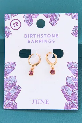June Birthstone Hoop Earrings