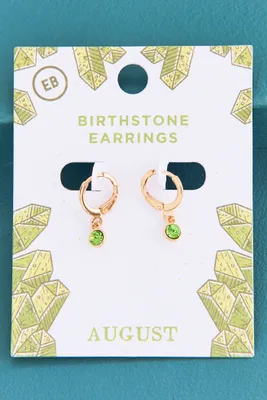 August Birthstone Hoop Earrings
