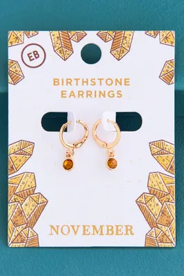 November Birthstone Hoop Earrings