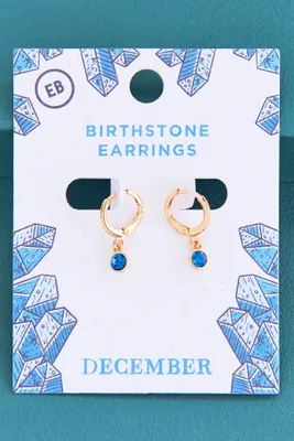 December Birthstone Hoop Earrings