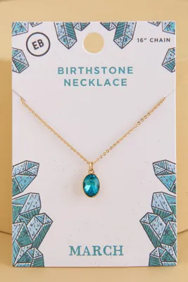 March Birthstone Pendant Necklace
