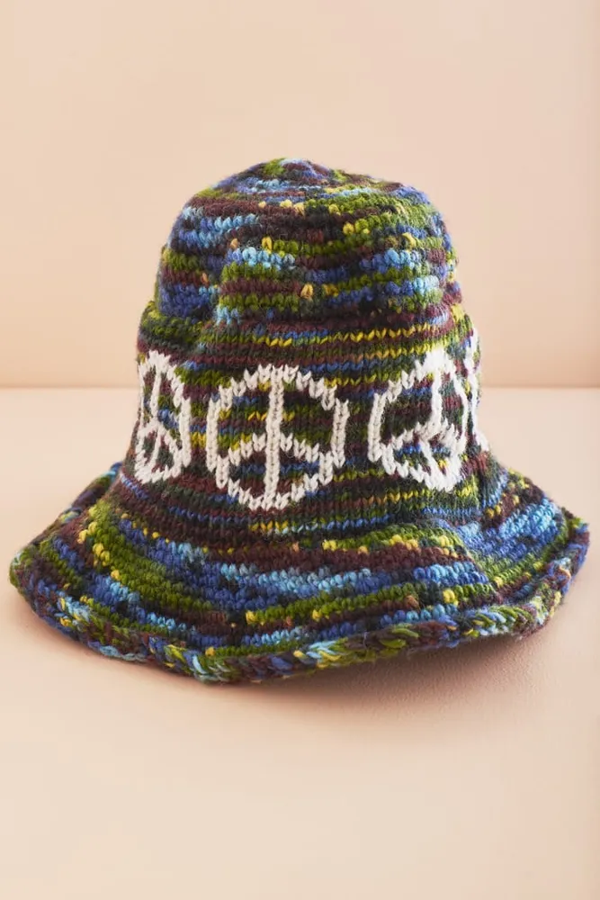 Peace Sign Wool Bucket Hat