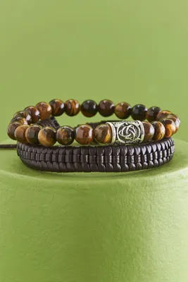 Tiger’s Eye Swirl Celtic Bracelet Set