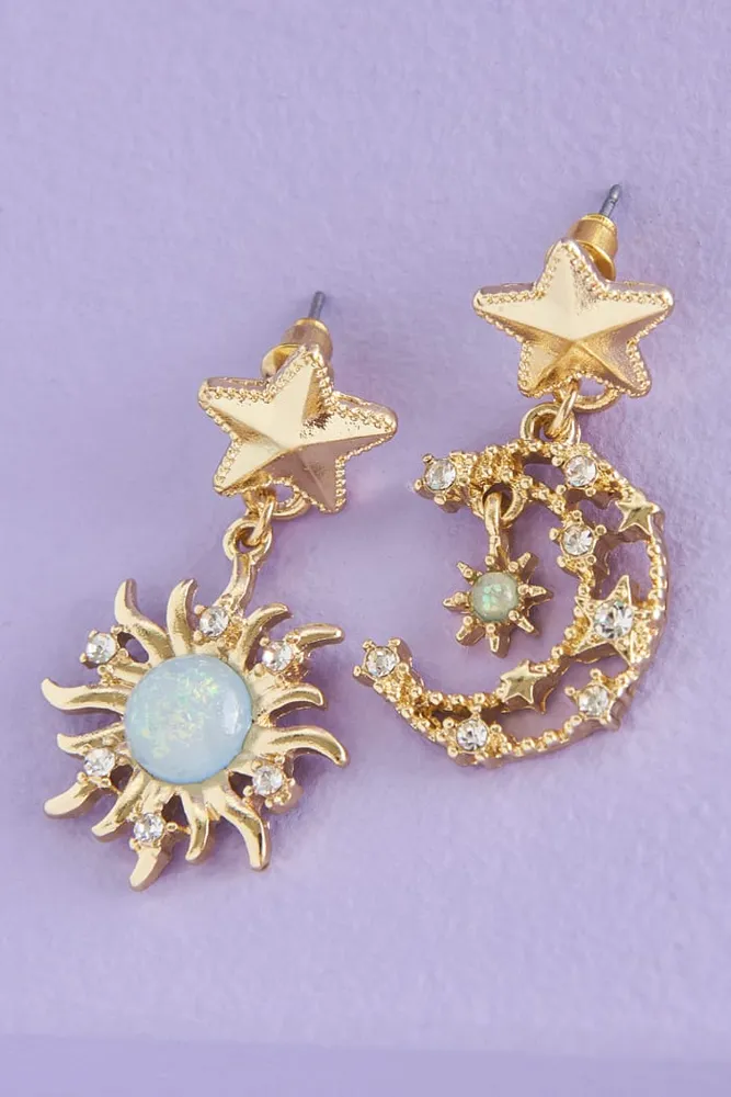 Sun and Moon Mixed Earrings