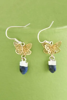 Sodalite Gold Butterfly Earrings