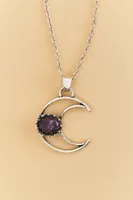 Oval Amethyst Moon Necklace