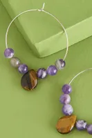 Amethyst and Tiger’s Eye Hoop Earrings