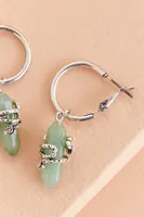 Green Aventurine Snake Hoop Earrings