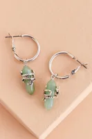 Green Aventurine Snake Hoop Earrings