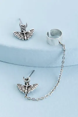 Moon Moth Draped Cuff Earrings