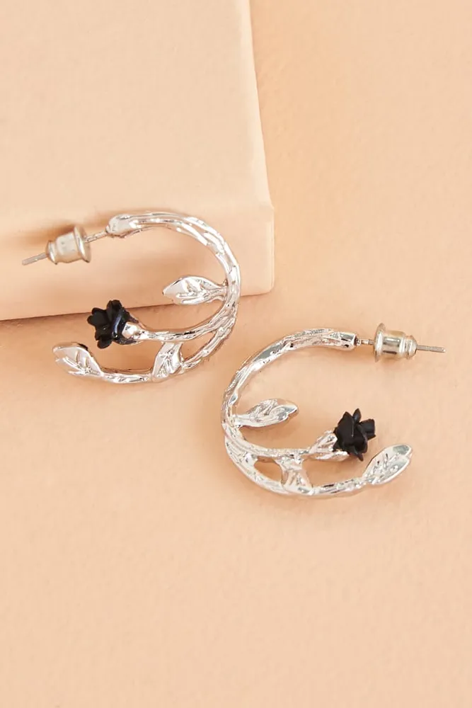 Black Rose Vine Earrings