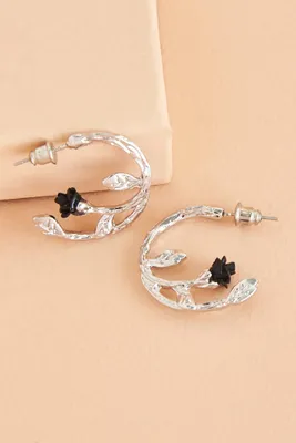 Black Rose Vine Earrings