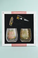 Floral Wine Glass Gift Set (EB Exclusive)