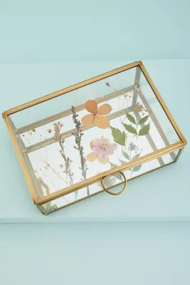 Medium Flowerpress Glass Keepsake Box