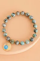 Agate Evil Eye Pendant Bracelet