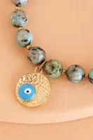 Agate Evil Eye Pendant Bracelet