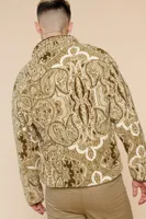 Olive Paisley Full-Zip Fleece Jacket