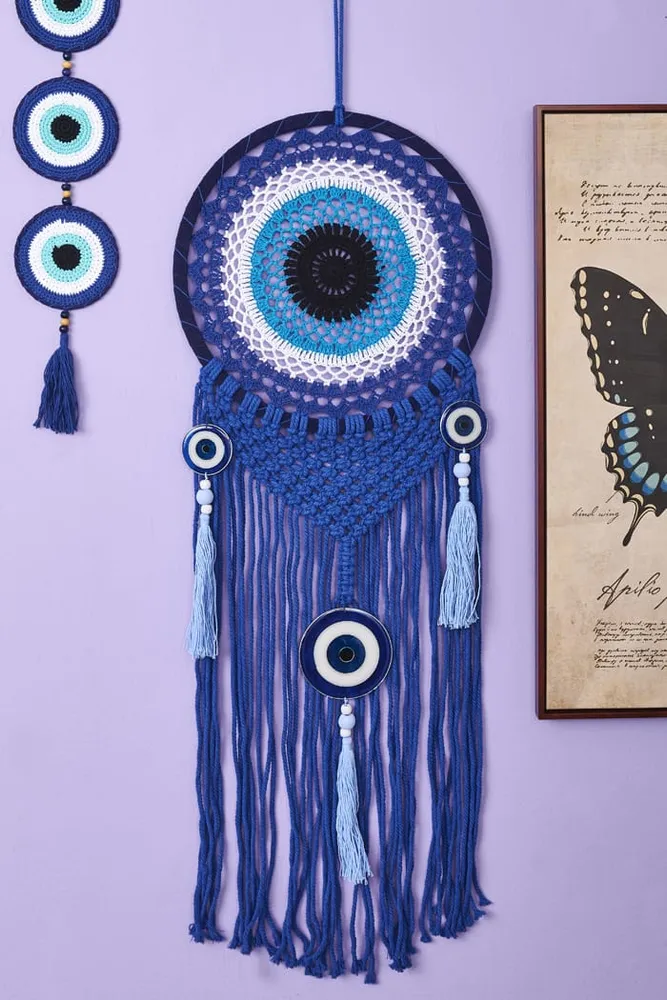 Large Evil Eye Macrame Wall Hanging